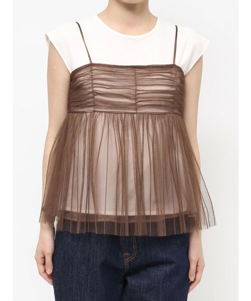 LAGUNAMOON（ラグナムーン）の「チュールキャミドッキングトップス（Tシャツ/カットソー・レディース・チャコールグレー/ブラック/ブラウン・FREE）」の19枚目の写真