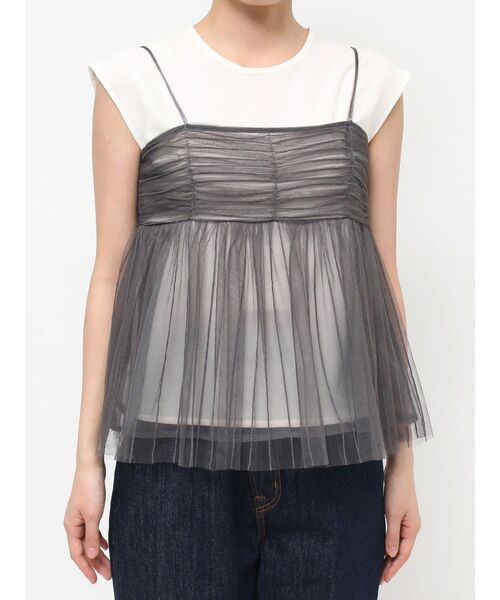 LAGUNAMOON（ラグナムーン）の「チュールキャミドッキングトップス（Tシャツ/カットソー・レディース・チャコールグレー/ブラック/ブラウン・FREE）」の20枚目の写真