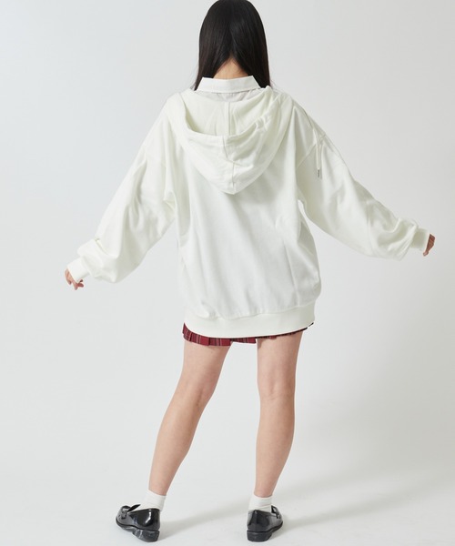 WEGO（ウィゴー）の「WEGO/ルーズフィットジップパーカー（パーカー・レディース・杢グレー/オフホワイト/ブラック・FREE）」の6枚目の写真