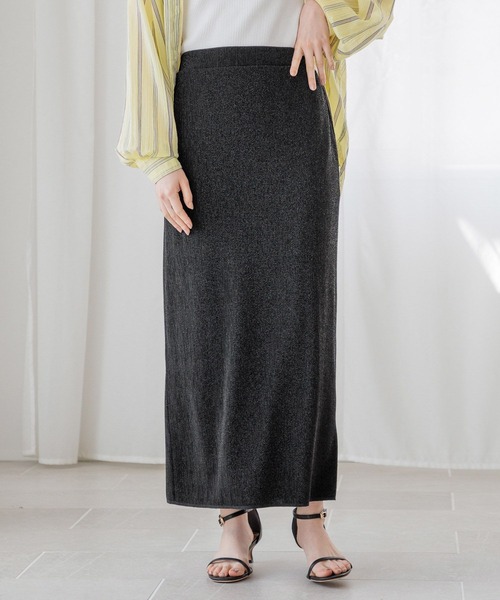 BAYFLOW（ベイフロー）の「ラメカットタイトスカート（スカート・レディース・シルバー/ブラック・FREE）」の2枚目の写真