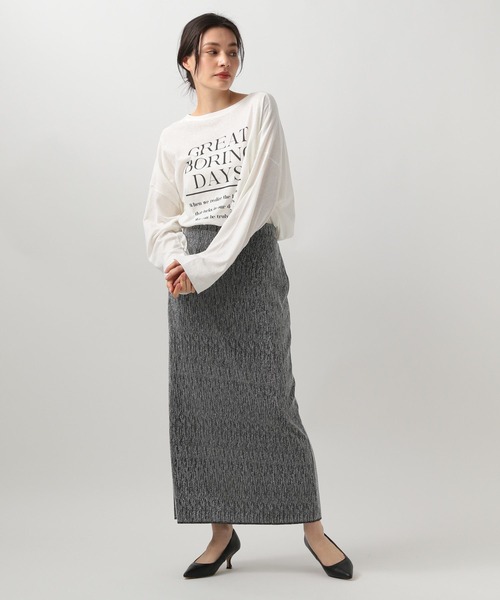 BAYFLOW（ベイフロー）の「ラメカットタイトスカート（スカート・レディース・シルバー/ブラック・FREE）」の4枚目の写真