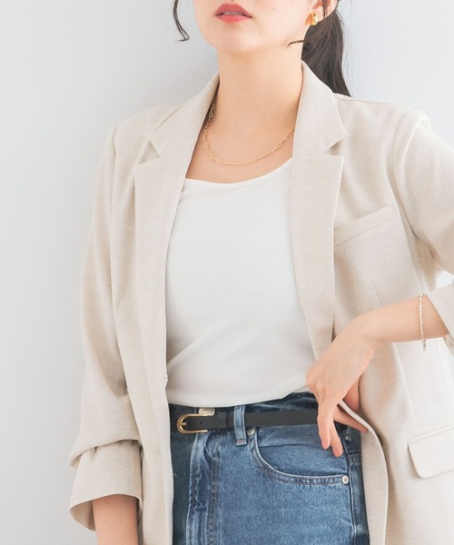 URBAN RESEARCH ROSSO WOMEN（アーバンリサーチ　ロッソ）の「スクエアネックタンクトップ（タンクトップ・レディース・チャコールグレー/オフホワイト/ライトカーキ・FREE）」の4枚目の写真