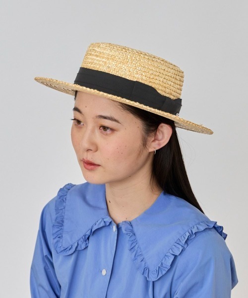 OVERRIDE(オーバーライド)の「OVERRIDE TOOTHED STRAW BOATER / オーバーライド(ハット・レディース・グリーン/ブラック・58cm)」の19枚目の写真