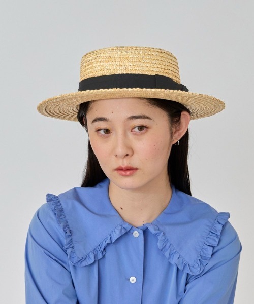 OVERRIDE(オーバーライド)の「OVERRIDE TOOTHED STRAW BOATER / オーバーライド(ハット・レディース・グリーン/ブラック・58cm)」の20枚目の写真