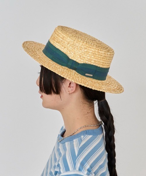 OVERRIDE(オーバーライド)の「OVERRIDE TOOTHED STRAW BOATER / オーバーライド(ハット・レディース・グリーン/ブラック・58cm)」の14枚目の写真