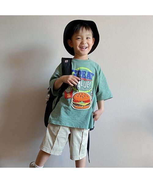 BREEZE(ブリーズ)の「サガラビックTシャツ(Tシャツ/カットソー・キッズ・オフホワイト/ピンク/グリーン/チャコール・110/100/90/80/140/130/120)」の6枚目の写真