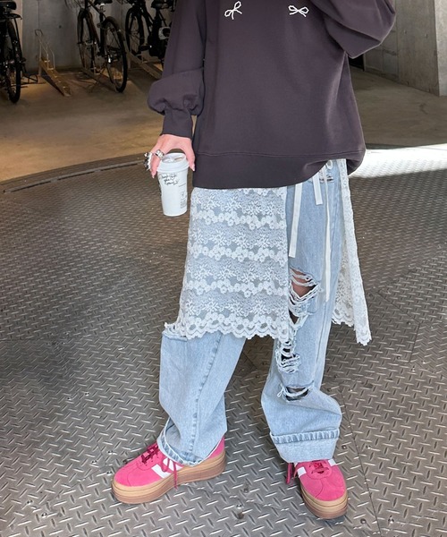 Alley by w closet(アリーバイダブルクローゼット)の「【Alley】レースエプロンスカート(スカート・レディース・オフホワイト・FREE)」の16枚目の写真