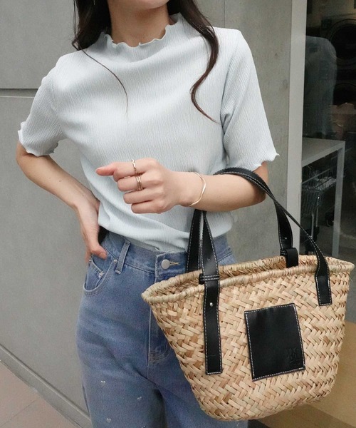 CORNERS(コーナーズ)の「カット楊柳プチハイネック半袖トップス(Tシャツ/カットソー・レディース・ブルー/ブラック/ホワイト・M)」の3枚目の写真