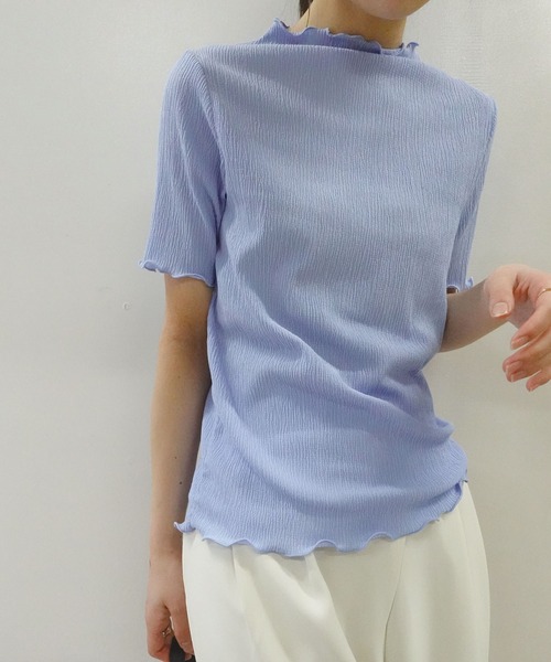 CORNERS(コーナーズ)の「カット楊柳プチハイネック半袖トップス(Tシャツ/カットソー・レディース・ブルー/ブラック/ホワイト・M)」の4枚目の写真