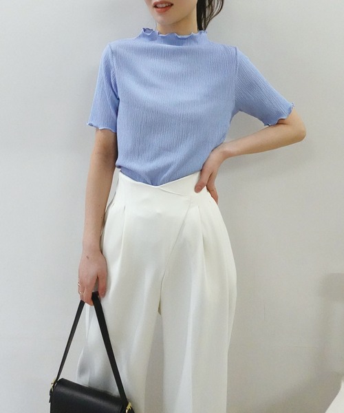 CORNERS(コーナーズ)の「カット楊柳プチハイネック半袖トップス(Tシャツ/カットソー・レディース・ブルー/ブラック/ホワイト・M)」の8枚目の写真