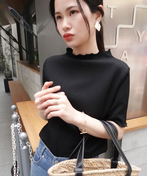 CORNERS(コーナーズ)の「カット楊柳プチハイネック半袖トップス(Tシャツ/カットソー・レディース・ブルー/ブラック/ホワイト・M)」の19枚目の写真