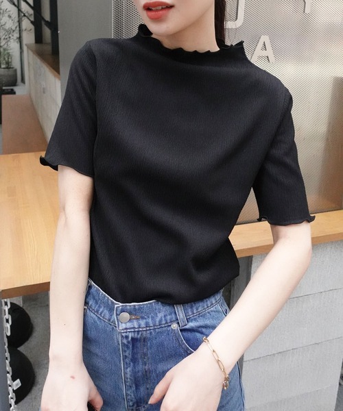 CORNERS(コーナーズ)の「カット楊柳プチハイネック半袖トップス(Tシャツ/カットソー・レディース・ブルー/ブラック/ホワイト・M)」の20枚目の写真