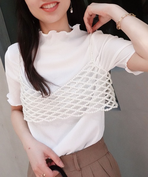 CORNERS(コーナーズ)の「カット楊柳プチハイネック半袖トップス(Tシャツ/カットソー・レディース・ブルー/ブラック/ホワイト・M)」の11枚目の写真