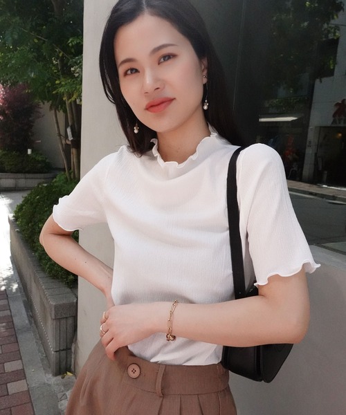 CORNERS(コーナーズ)の「カット楊柳プチハイネック半袖トップス(Tシャツ/カットソー・レディース・ブルー/ブラック/ホワイト・M)」の12枚目の写真