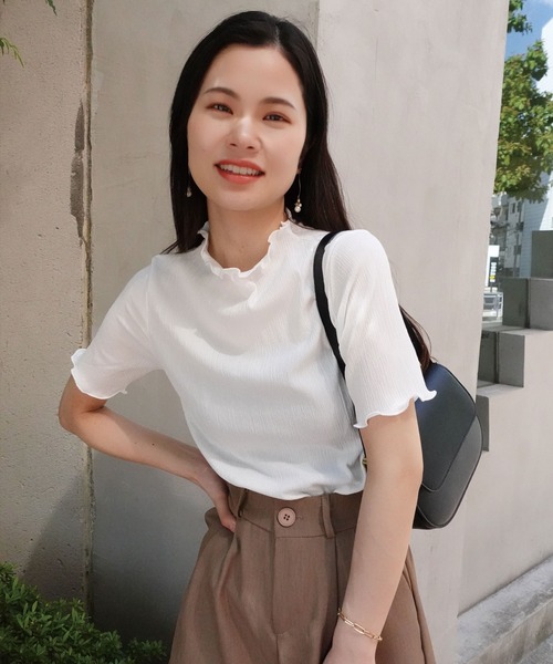 CORNERS(コーナーズ)の「カット楊柳プチハイネック半袖トップス(Tシャツ/カットソー・レディース・ブルー/ブラック/ホワイト・M)」の13枚目の写真