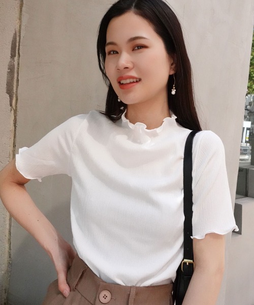 CORNERS(コーナーズ)の「カット楊柳プチハイネック半袖トップス(Tシャツ/カットソー・レディース・ブルー/ブラック/ホワイト・M)」の14枚目の写真
