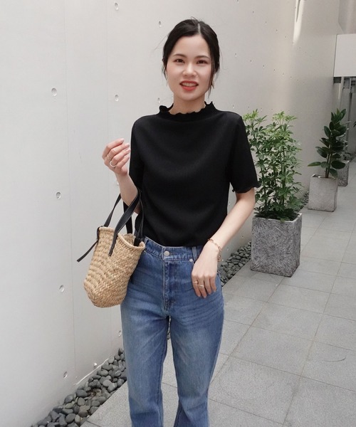 CORNERS(コーナーズ)の「カット楊柳プチハイネック半袖トップス(Tシャツ/カットソー・レディース・ブルー/ブラック/ホワイト・M)」の16枚目の写真