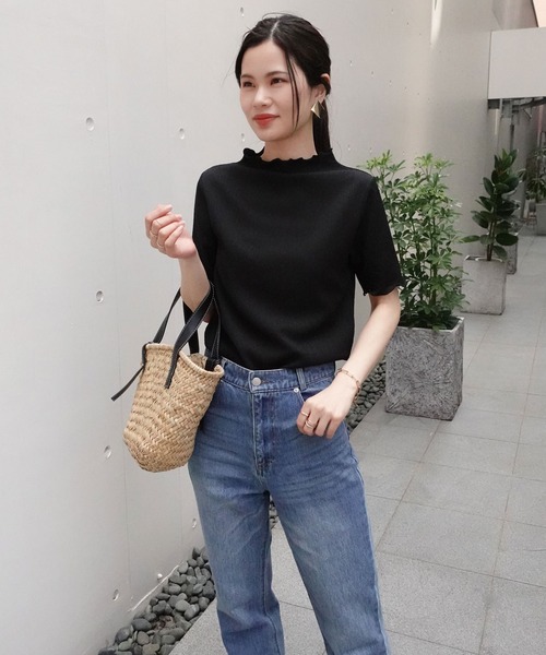 CORNERS(コーナーズ)の「カット楊柳プチハイネック半袖トップス(Tシャツ/カットソー・レディース・ブルー/ブラック/ホワイト・M)」の17枚目の写真