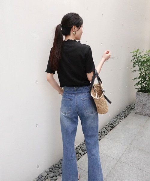 CORNERS(コーナーズ)の「カット楊柳プチハイネック半袖トップス(Tシャツ/カットソー・レディース・ブルー/ブラック/ホワイト・M)」の18枚目の写真