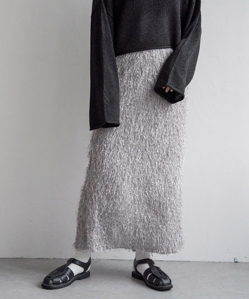 VENCEEXCHANGE（ヴァンスエクスチェンジ）の「カットフェザーIラインスカート（スカート・レディース・ブラック/オフホワイト/グレー・M）」の10枚目の写真