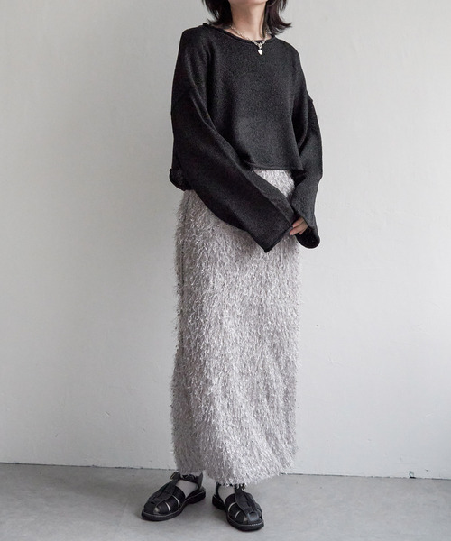 VENCEEXCHANGE（ヴァンスエクスチェンジ）の「カットフェザーIラインスカート（スカート・レディース・ブラック/オフホワイト/グレー・M）」の7枚目の写真