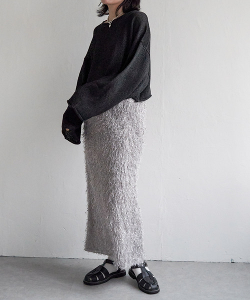 VENCEEXCHANGE（ヴァンスエクスチェンジ）の「カットフェザーIラインスカート（スカート・レディース・ブラック/オフホワイト/グレー・M）」の6枚目の写真