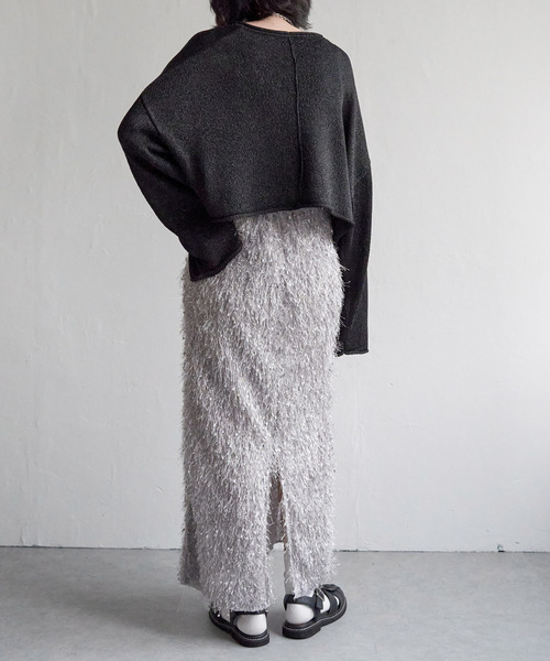 VENCEEXCHANGE（ヴァンスエクスチェンジ）の「カットフェザーIラインスカート（スカート・レディース・ブラック/オフホワイト/グレー・M）」の5枚目の写真