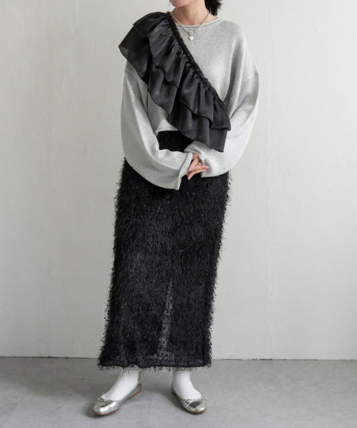 VENCEEXCHANGE（ヴァンスエクスチェンジ）の「カットフェザーIラインスカート（スカート・レディース・ブラック/オフホワイト/グレー・M）」の18枚目の写真