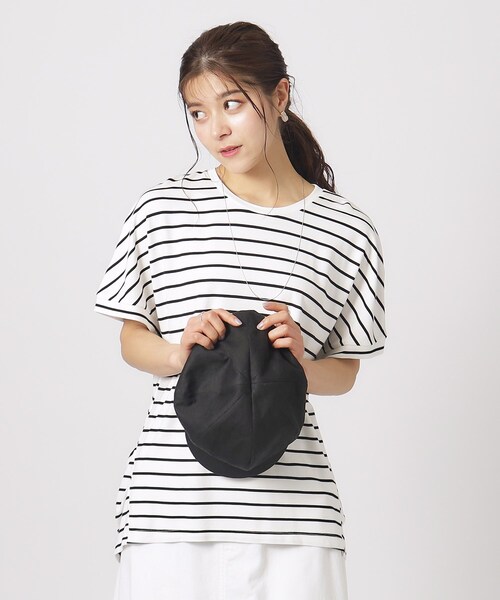 SHOO・LA・RUE(シューラルー)の「◆【UV/体型カバー】インもアウトも楽しめる とろみ 裾タックトップス(Tシャツ/カットソー・レディース・ホワイト/グリーン系/イエロー/ブラック/グレー系2/ブラック系2・00)」の3枚目の写真