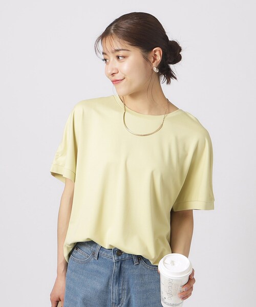 SHOO・LA・RUE(シューラルー)の「◆【UV/体型カバー】インもアウトも楽しめる とろみ 裾タックトップス(Tシャツ/カットソー・レディース・ホワイト/グリーン系/イエロー/ブラック/グレー系2/ブラック系2・00)」の6枚目の写真