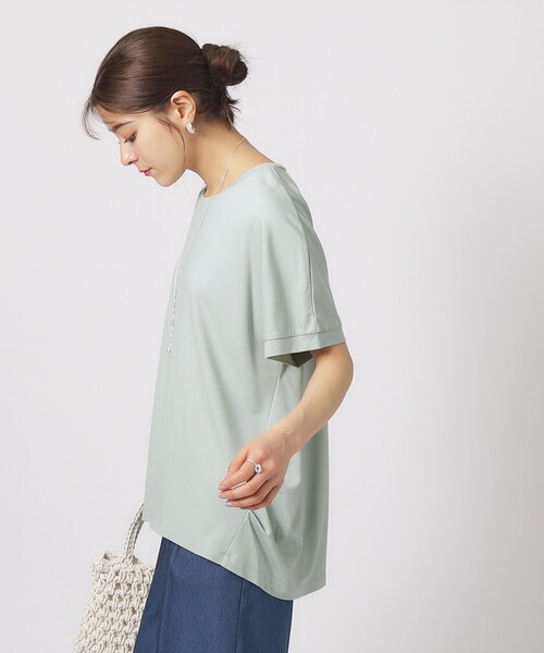 SHOO・LA・RUE(シューラルー)の「◆【UV/体型カバー】インもアウトも楽しめる とろみ 裾タックトップス(Tシャツ/カットソー・レディース・ホワイト/グリーン系/イエロー/ブラック/グレー系2/ブラック系2・00)」の12枚目の写真