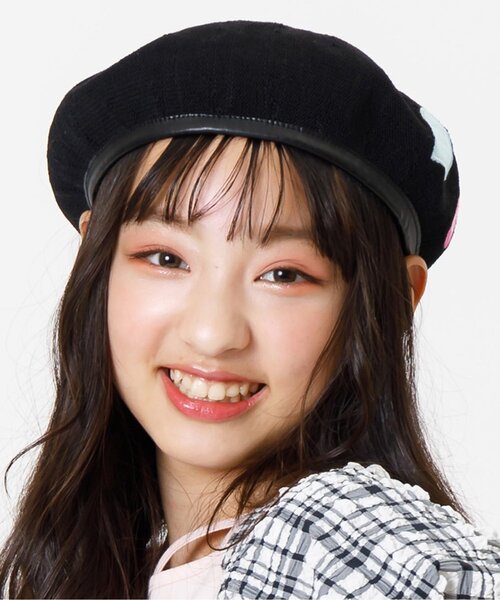 algy（アルジー）の「ワッペンサーモベレー（ハンチング/ベレー帽・キッズ・ブラック/サックスブルー・MEDIUM/SMALL）」の2枚目の写真