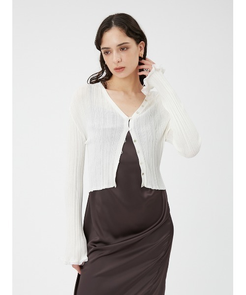 FRAY I.D（フレイアイディー）の「ランダムリブ短丈カーディガン  