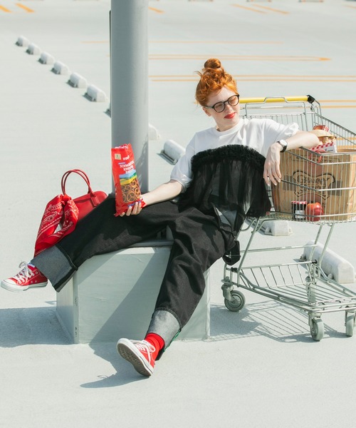 BONLECILL（ボンルシール）の「フリルチュールビスチェバックリボンボリュームスリーブTEE（Tシャツ/カットソー・レディース・オートミール/オフホワイト/ブラック・FREE）」の13枚目の写真