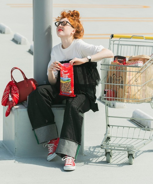 BONLECILL（ボンルシール）の「フリルチュールビスチェバックリボンボリュームスリーブTEE（Tシャツ/カットソー・レディース・オートミール/オフホワイト/ブラック・FREE）」の14枚目の写真