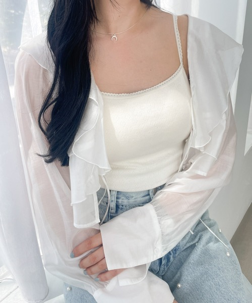 Heather（ヘザー）の「カップ付きハートモチーフキャミ　119471（キャミソール・レディース・アイボリー/グレー/ピンク・FREE）」の2枚目の写真