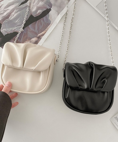 シャーリング レザー チェーン ミニ クロスバッグ（トートバッグ