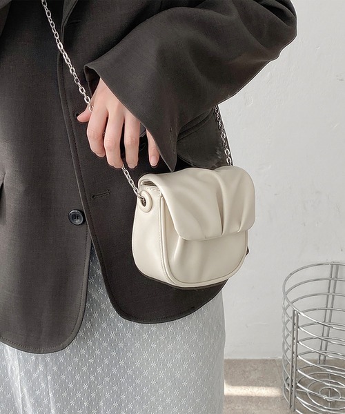 シャーリング レザー チェーン ミニ クロスバッグ（トートバッグ