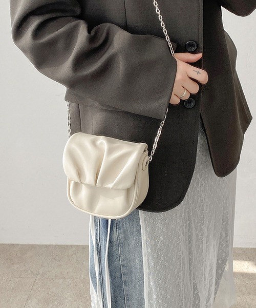 シャーリング レザー チェーン ミニ クロスバッグ（トートバッグ