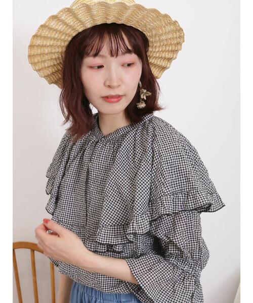 Samansa Mos2(サマンサ モスモス)の「ビッグカラー袖フリルブラウス(シャツ/ブラウス・レディース・オフホワイト/グリーン/ブラック・F)」の14枚目の写真