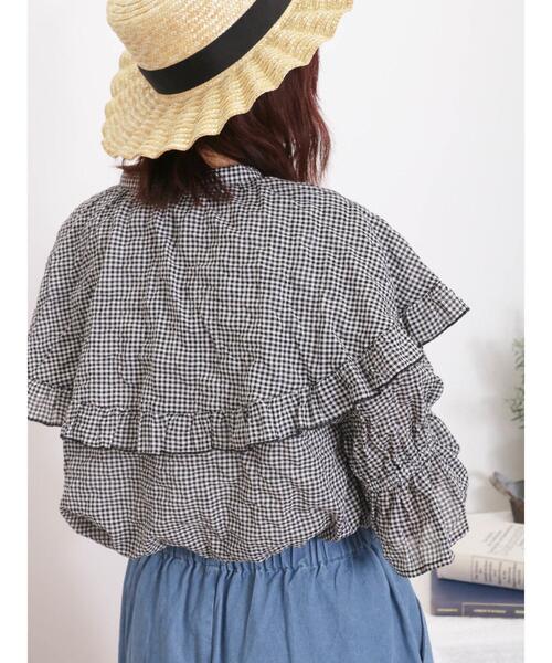 Samansa Mos2(サマンサ モスモス)の「ビッグカラー袖フリルブラウス(シャツ/ブラウス・レディース・オフホワイト/グリーン/ブラック・F)」の16枚目の写真