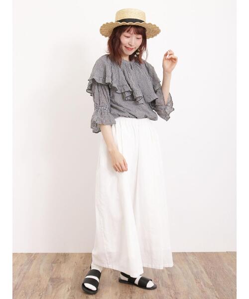 Samansa Mos2(サマンサ モスモス)の「ビッグカラー袖フリルブラウス(シャツ/ブラウス・レディース・オフホワイト/グリーン/ブラック・F)」の19枚目の写真