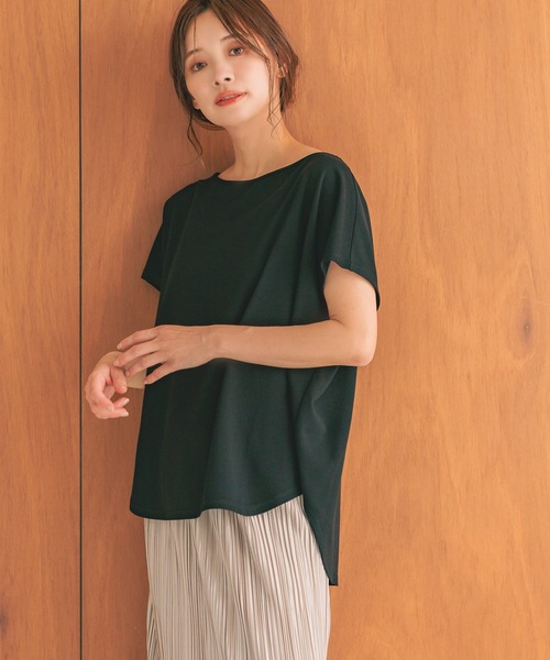 mysty woman（ミスティウーマン）の「ワッフルフレンチスリーブTシャツ　129886（Tシャツ/カットソー・レディース・アイボリー/ブラック/グリーン・FREE）」の3枚目の写真