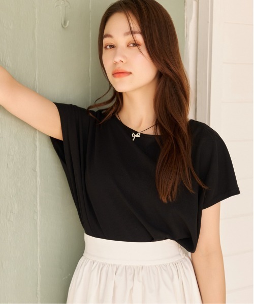 mysty woman（ミスティウーマン）の「ワッフルフレンチスリーブTシャツ　129886（Tシャツ/カットソー・レディース・アイボリー/ブラック/グリーン・FREE）」の11枚目の写真