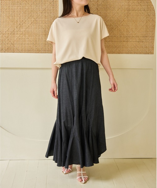 mysty woman（ミスティウーマン）の「ワッフルフレンチスリーブTシャツ　129886（Tシャツ/カットソー・レディース・アイボリー/ブラック/グリーン・FREE）」の9枚目の写真