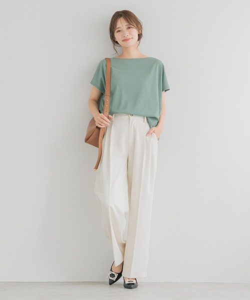 mysty woman（ミスティウーマン）の「ワッフルフレンチスリーブTシャツ　129886（Tシャツ/カットソー・レディース・アイボリー/ブラック/グリーン・FREE）」の21枚目の写真