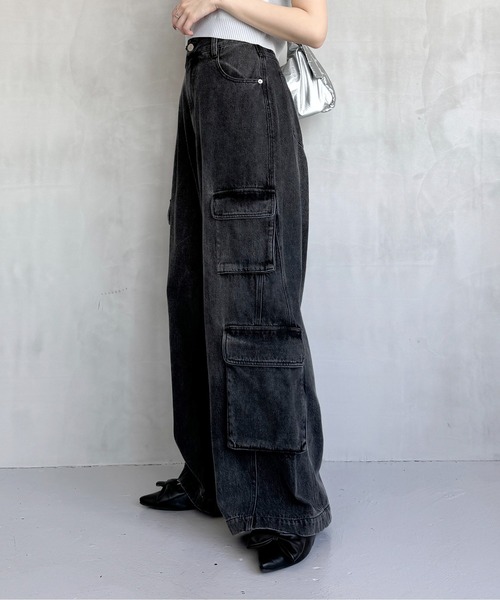 Heather（ヘザー）の「ハイウエストデニムカーゴパンツ　127416（デニムパンツ・レディース・ブラック/ブルー・S/M）」の16枚目の写真