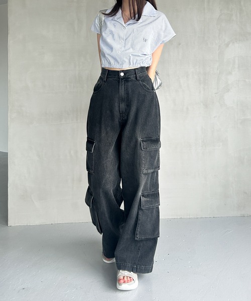 Heather（ヘザー）の「ハイウエストデニムカーゴパンツ　127416（デニムパンツ・レディース・ブラック/ブルー・S/M）」の18枚目の写真