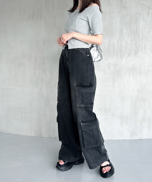 Heather（ヘザー）の「ハイウエストデニムカーゴパンツ 127416（デニム
