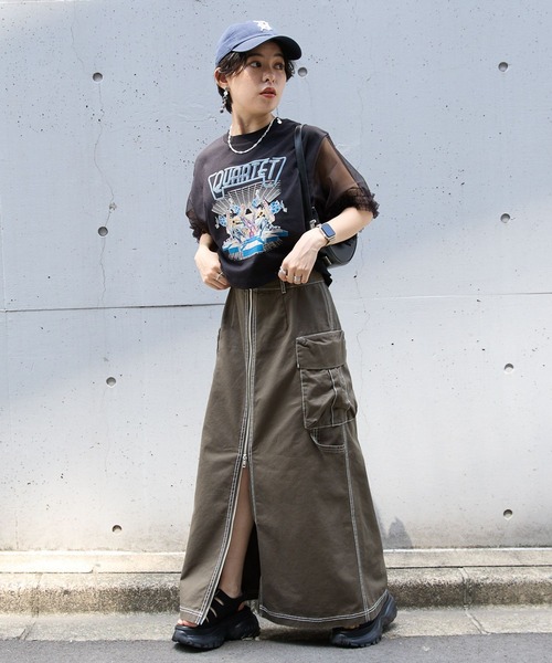 RAGEBLUE（レイジブルー）の「袖フリルシアー切替/プリントTシャツ（Tシャツ/カットソー・レディース・ブラック/その他/グレー系/ブラック系・FREE）」の15枚目の写真